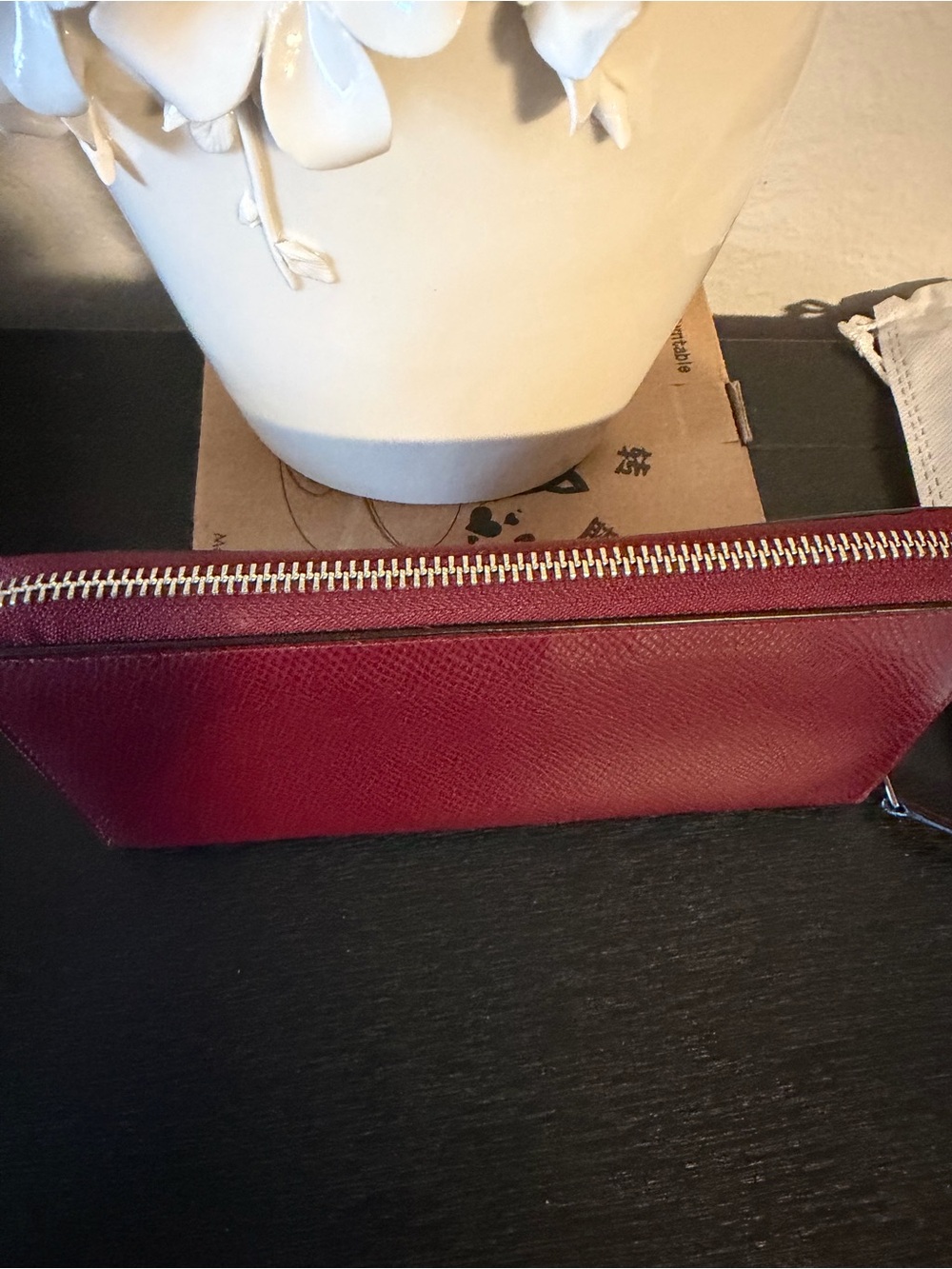Coach Zip-Around Leather Wallet in Burgundy with Gold Hardware - Picture 7 of 11